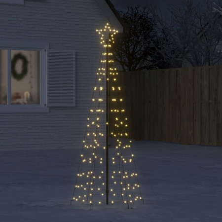 Con de lumină brad de Crăciun cu 220 LED-uri, alb cald, 180 cm