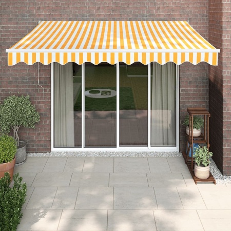 Copertina automată retractabilă, galben și alb, 3,5x2,5 m