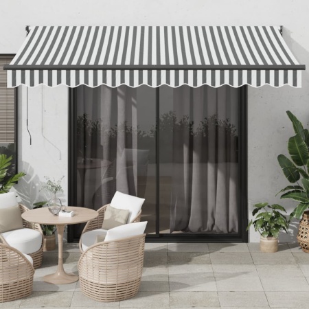 Copertină retractabilă antracit/alb, 3,5x2,5 m, textil/aluminiu