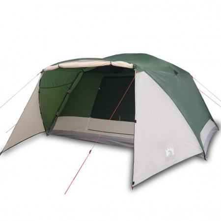 Cort de camping 4 persoane verde, 350x280x155 cm, tafta 190T