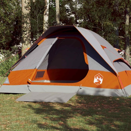 Cort de camping pentru 4 persoane, gri/portocaliu, impermeabil