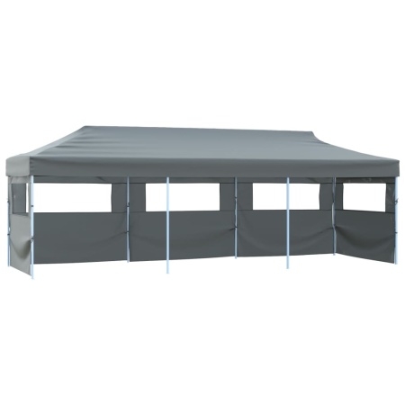 Cort petrecere pliabil cu 5 pereți laterali, antracit, 3 x 9 m