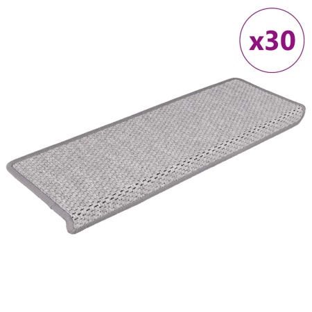 Covorașe scară autoadezive aspect sisal 30 buc Platina