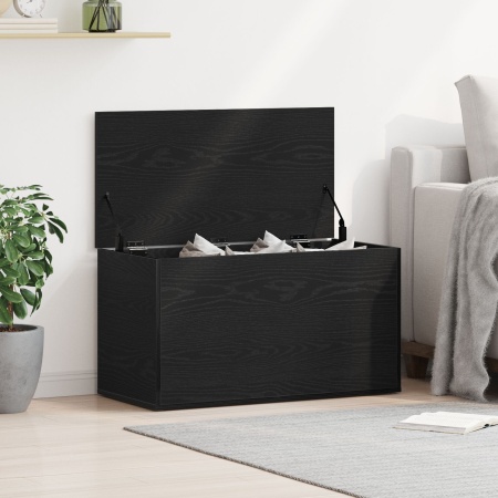 Cufăr de depozitare Negru Stejar 84x42x46 cm din lemn
