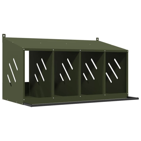 Cuibă pentru pui cu 4 compartimente, metal verde măsline