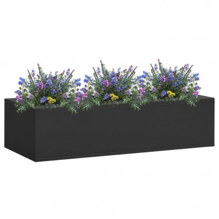 Cutie pentru flori de birou, antracit, 90x40x23 cm, oțel - Img 1
