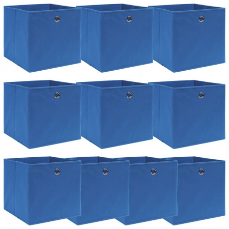 Cutii depozitare, 10 buc., albastru, 32x32x32 cm, textil - Img 1