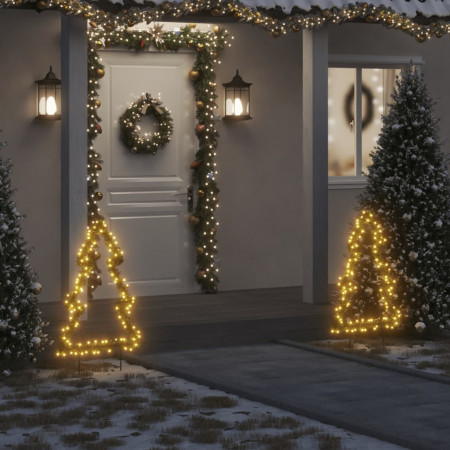 Decorațiune brad cu lumini de Crăciun cu țăruși, 115 LED, 90 cm - Img 1