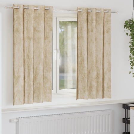 draperii din catifea 2 buc cu inele crem 175x140 cm