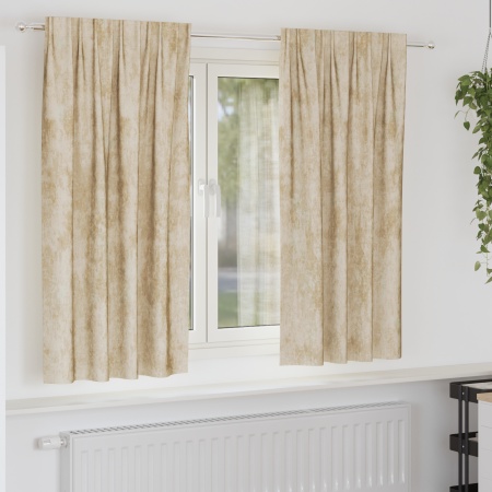 Draperii din Catifea 2 piese cu buzunare pentru baghetă crem 175x140 cm