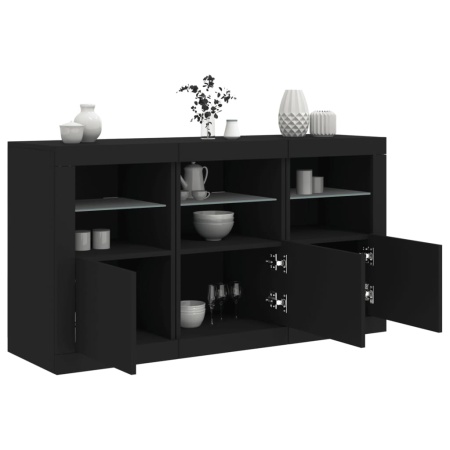 Dulap cu lumini LED, negru, 123x37x67 cm - Img 1