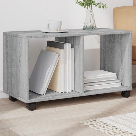 Dulap cu roți, gri sonoma, 72x33x42,5 cm, lemn prelucrat