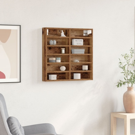 Dulap cu vitrină, lemn vechi, 60x8,5x58 cm, lemn prelucrat