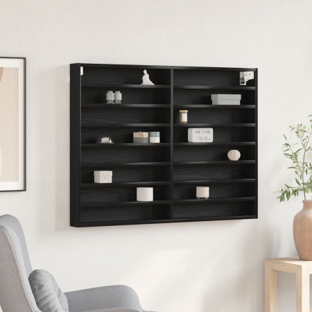 Dulap cu vitrină, stejar negru, 100x8,5x75 cm, lemn prelucrat