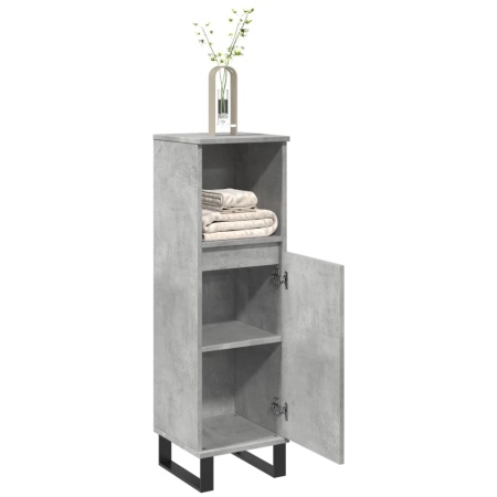Dulap de baie, gri beton, 30x30x100 cm, lemn prelucrat