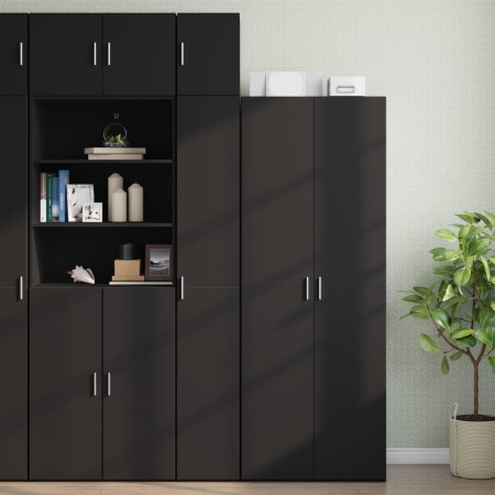 Dulap depozitare slim negru 30x42,5x225 cm lemn prelucrat