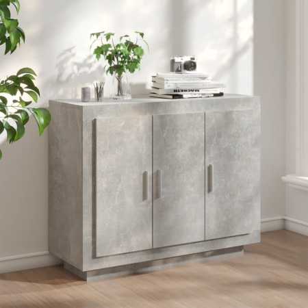 Dulap, gri beton, 92x35x75 cm, lemn compozit