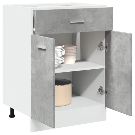 Dulap inferior cu sertar, gri beton, 60 x 46 x 81,5 cm, PAL