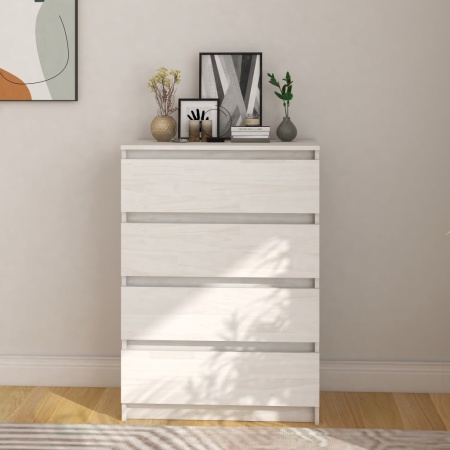 Dulap lateral, alb, 60x36x84 cm, lemn masiv de pin