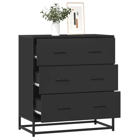 Dulap, negru, 68x35x76 cm, lemn prelucrat și metal