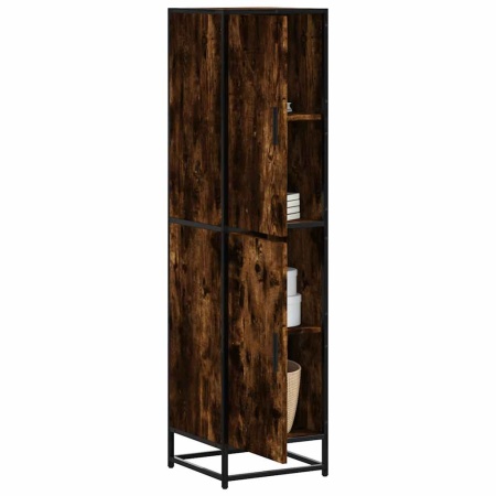 Dulap stejar afumat 35,5x35x139 cm lemn și metal prelucrat