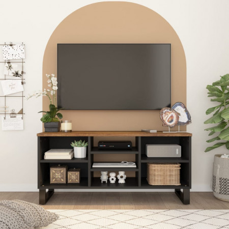 Dulap TV, 100x33x46 cm, lemn masiv de mango și lemn prelucrat - Img 1