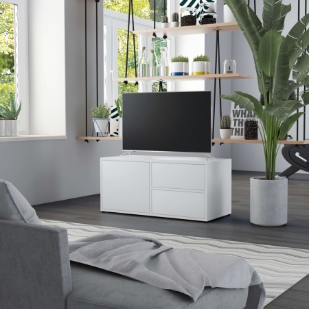 Dulap TV, alb, 80 x 34 x 36 cm, lemn prelucrat