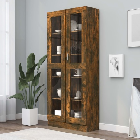 Dulap vitrină stejar fumuriu 82,5x30,5x185,5 cm lemn prelucrat