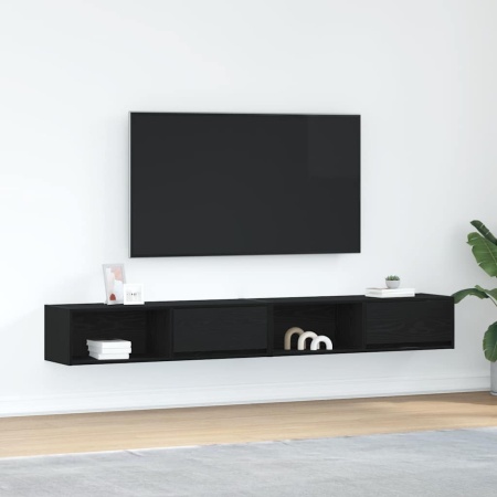 Dulapuri TV 2 buc Stejar negru 100x31x25,5 cm Lemn prelucrat - Img 1
