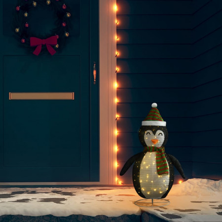 Figurină pinguin decorativă de Crăciun, LED, 60 cm țesătură lux - Img 1