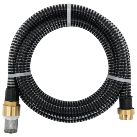 Furtun de aspirație cu racorduri din alamă, negru 1,1 10 m PVC