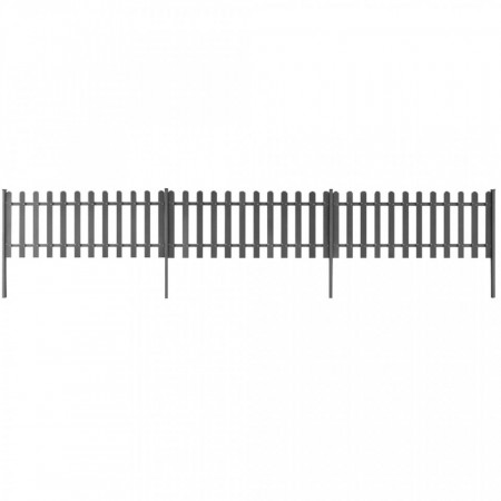 Gard din șipci cu stâlpi, 3 buc., 600 x 60 cm, WPC