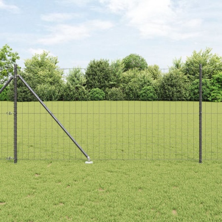 Gard Euro cu 7 stâlpi Spike 1x10 m Oțel galvanizat Gri