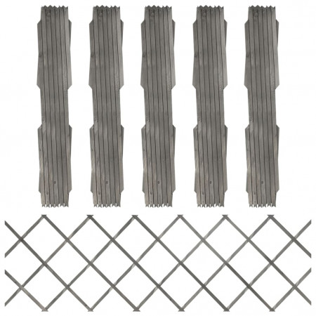 Garduri din spalier, 5 buc., gri, 180x60 cm, lemn masiv de brad