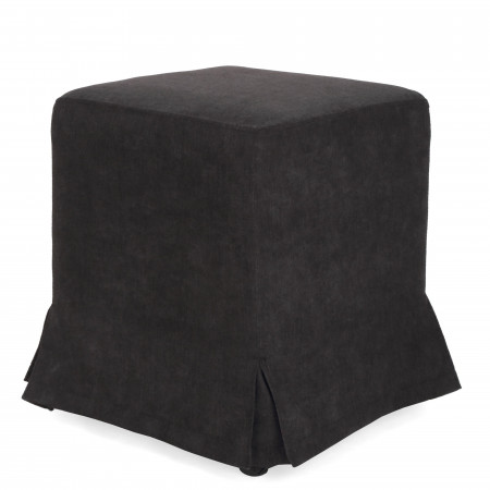 Husa taburet cube, negru, stofa, 38x45x38 cm