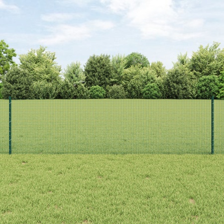 Împrejmuire din sârmă sudată cu 5 stâlpi U Verde 0.6x10 m Oțel