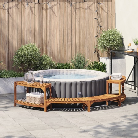 Împrejmuire pentru cadă cu hidromasaj Semicircular 272x120.5x55.5 cm Lemn solid de acacia