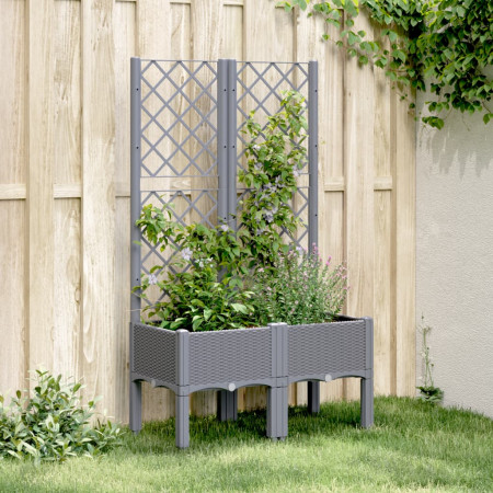 Jardinieră de grădină cu spalier, gri, 80x40x142 cm, PP - Img 1
