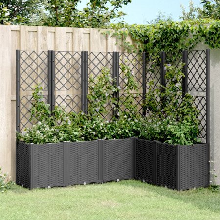 Jardinieră de grădină cu spalier, negru, 160x120x140 cm, PP