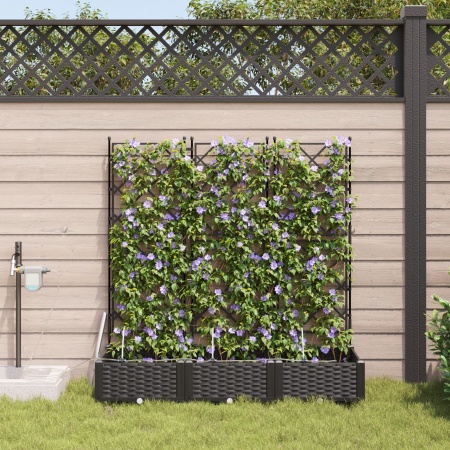 Jardiniere cu sistem de irigare prin apă 3 buc Negru