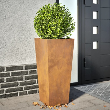 Jardiniere de grădină 2 buc 35x35x75 cm Oțel pentru intemperii