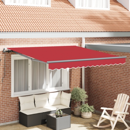 Marchiză Manuală Retractabilă Roșie 350x250 cm, Material de Înlocuire pentru Marchiză de 3,5x2,5 m Roșie