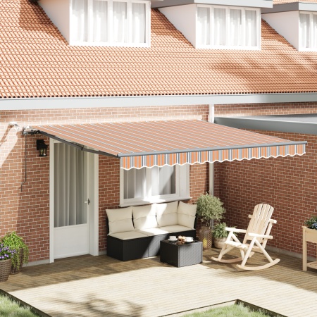 Marchiză Retractabilă Automată cu Dungi LED Multicolore 400x300 cm