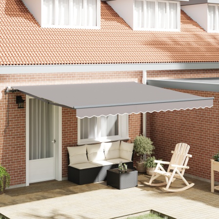 Marchiză retractabilă automată gri deschis 400x350 cm, Fabrică de înlocuire pentru marchiză pentru cadru de 4x3,5 m gri deschis