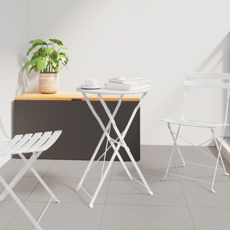 Masă de Bistro Pliabilă Alb Ø50x71 cm Oțel Vopsit