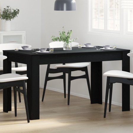 Masă de dining Neagră cu aspect de Stejar 140x74,5x76 cm din Lemn Compus