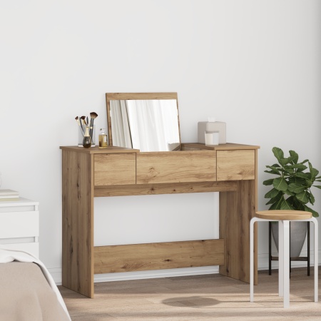 Masă de toaletă cu oglindă Stejar artizanal 100x45x76 cm