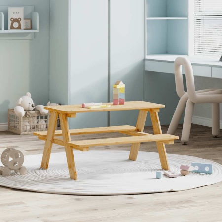 Masă pentru copii cu bănci „IRUN” 90x79,5x50 cm lemn masiv