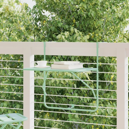 Masă pliabilă suspendată pentru balcon - Verde mentă, 60x40 cm, Oțel