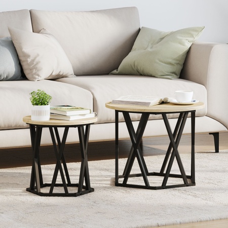 Mese laterale nesting 2 pcs Stejar Sonoma Lemn compozit